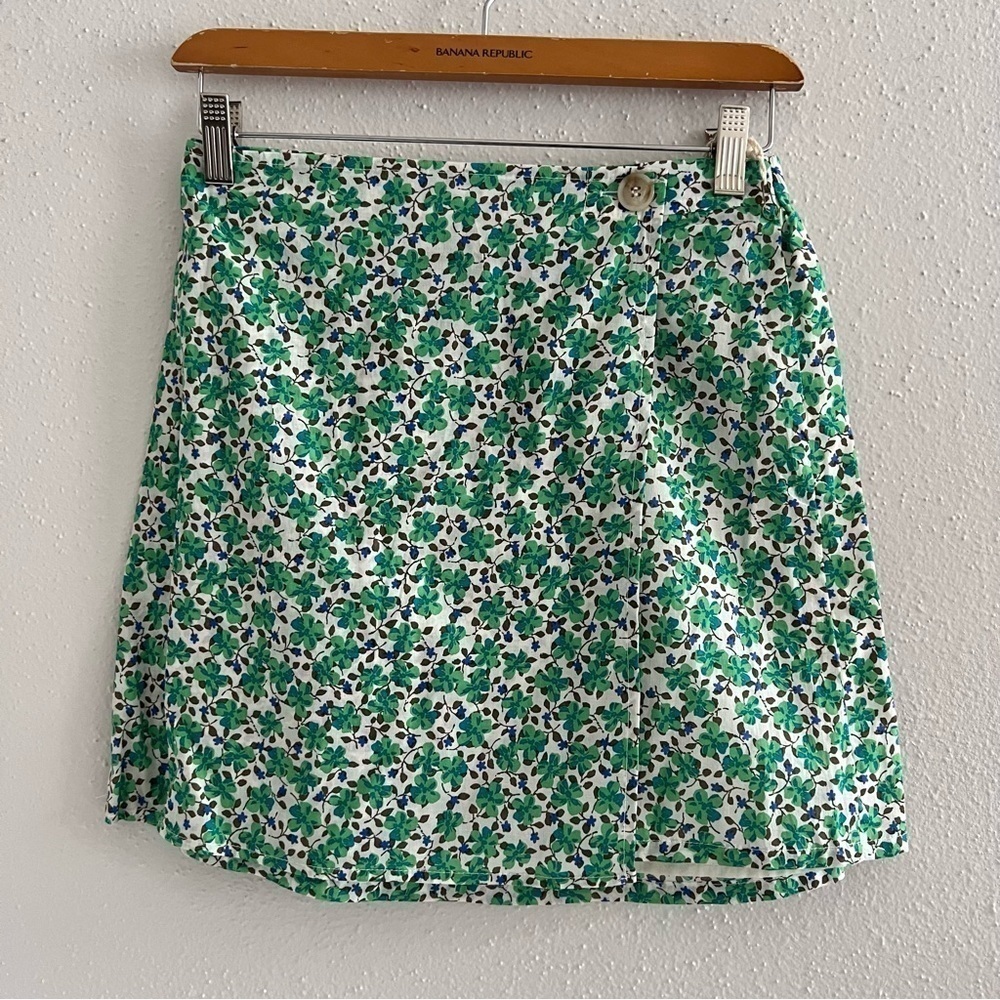 Copper Key Green Floral Mini Skirt